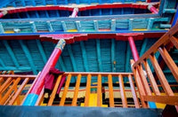 Brightly painted building detail from Shey Palace in Ladakh, India poster print.