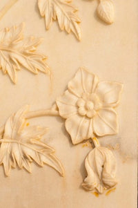 Floral Carving Art Print featuring the Taj Mahal with intricate designs by Inger Hogstrom