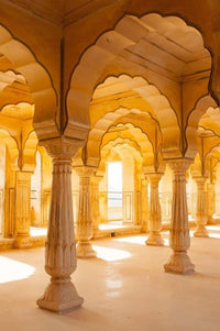 Colonnaded Gallery at Amber Fort in Jaipur, Rajasthan poster print.