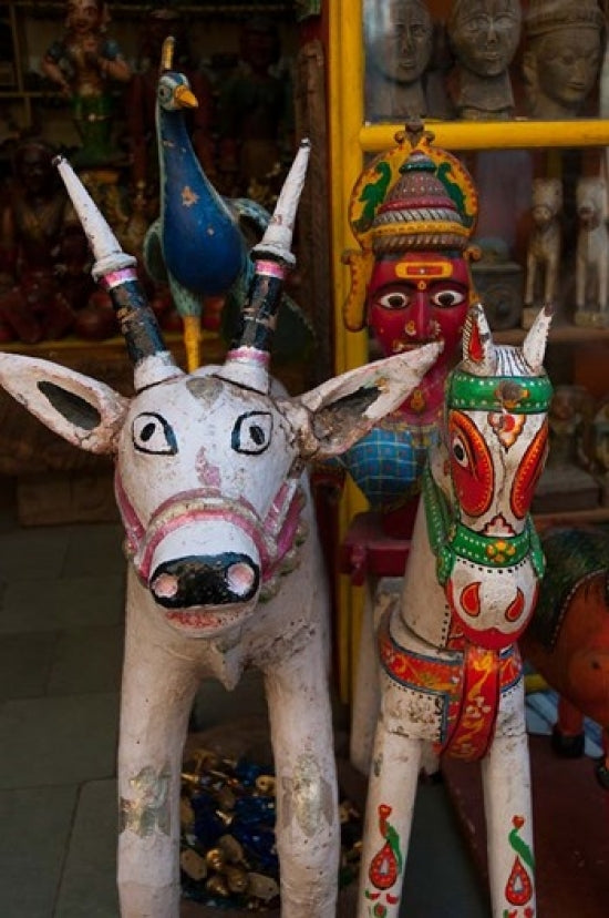 Colorful local handicrafts from Pushkar, Rajasthan poster print by Inger Hogstrom.