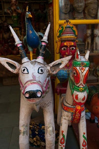 Colorful local handicrafts from Pushkar, Rajasthan poster print by Inger Hogstrom.