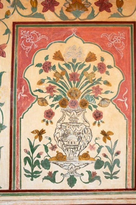 Amber Fort Fresco Poster Print by Inger Hogstrom showcasing intricate designs.
