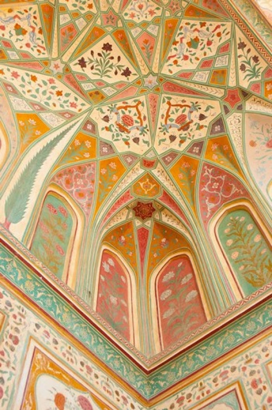 Frescoes of Ganesh Pol at Amber Fort, Jaipur Poster Print by Inger Hogstrom
