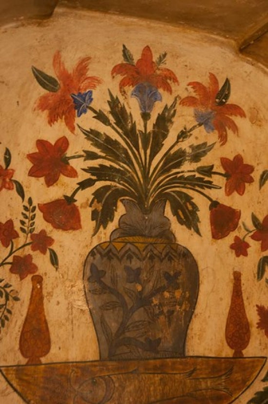 Intricate frescoes from the Tomb in Agra, Uttar Pradesh, India - poster print