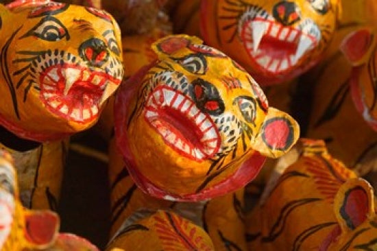 Tiger Toys Poster Print by Keren Su showcasing traditional Indian toys.