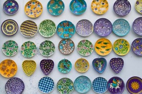 Pottery Dish Decoration on Wall - Jaipur, Rajasthan Poster Print by Keren Su