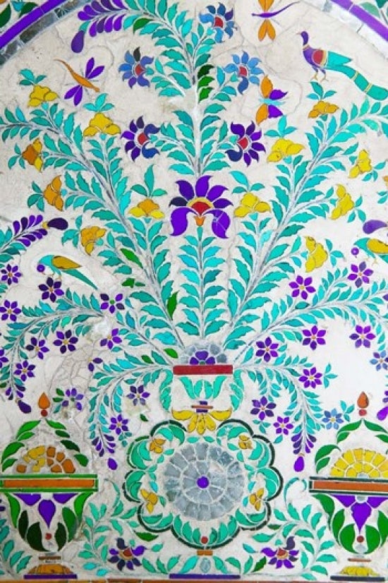 Decorated Tile Painting at City Palace, Udaipur, Rajasthan Poster Print