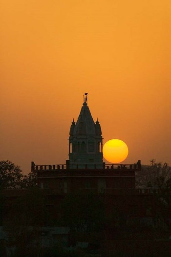Brahma Temple at sunset in Pushkar, Rajasthan, India poster print