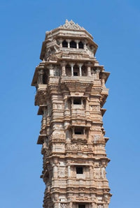 Victoria Tower in Chittorgarh Fort, Rajasthan Art Print showcasing cultural heritage.