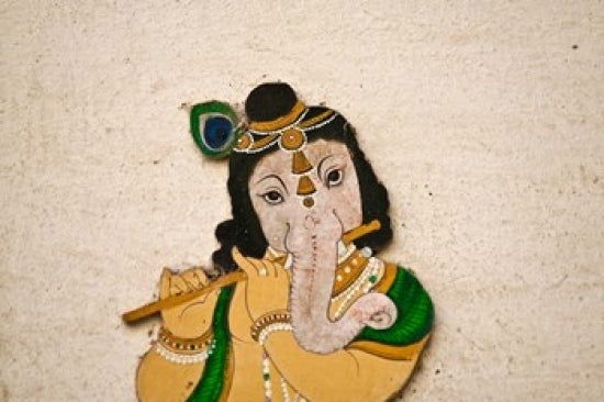 Ganesha mural poster print featuring intricate details from City Palace, Udaipur, India.