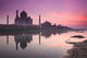 Taj Mahal poster print at dusk along the Yamuna River by Walter Bibikow.