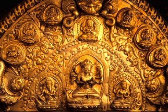 Gold Sculpture Artwork in Bali, Indonesia Poster Print by Bill Bachmann