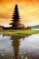 Religious Ulur Danu Temple in Lake Bratan, Bali Poster Print by Bill Bachmann