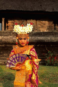 Bride in Traditional Dress at Ulur Danu Temple Poster Print by Bill Bachmann