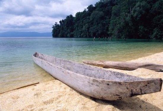 Beached Canoe on Lake Poso, Sulawesi, Indonesia Poster Print by Jay Sturdevant