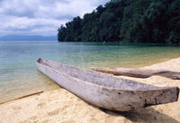 Beached Canoe on Lake Poso, Sulawesi, Indonesia Poster Print by Jay Sturdevant