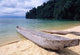 Beached Canoe on Lake Poso, Sulawesi, Indonesia Poster Print by Jay Sturdevant