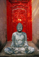 Buddha at Ornate Red Door in Ubud, Bali Poster Print by Tom Haseltine