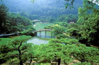Ritsurin Park Scenic Poster Print by Dave Bartruff showcasing vibrant landscapes.