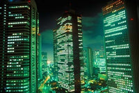 Nightscape, Tokyo, Japan Poster Print by Rob Tilley, showcasing vibrant city lights and night sky.