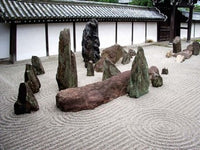 Stone Zen Garden Poster Print showcasing Kyoto, Japan's tranquil landscape.