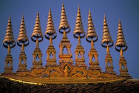 Temple Decoration, Vientiane, Laos Poster Print by Nik Wheeler.