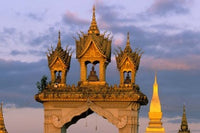 That Luang Temple Poster Print showcasing Vientiane, Laos by Russell Young.