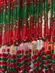 Colorful beads hanging in a store in Kathmandu, Nepal.