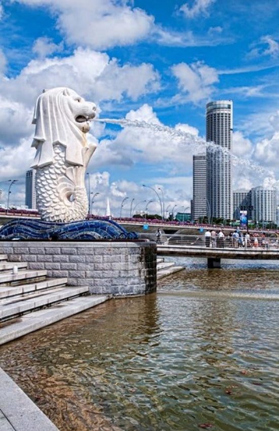 City Skyline Poster Print of Fullerton, Clarke Quay, Singapore by Bill Bachmann