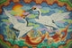 Ceiling mural of cranes and catfish from Nankunshen Temple poster print.