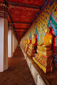 Line of Buddhas at Wat Arun, Bangkok Art Poster Print by Adam Jones