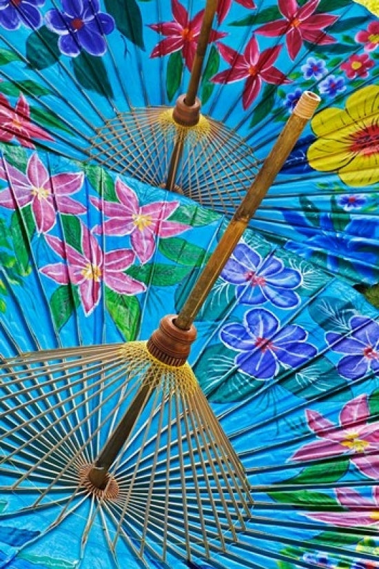 Decorative umbrellas in Chiang Mai, Thailand poster print by Adam Jones