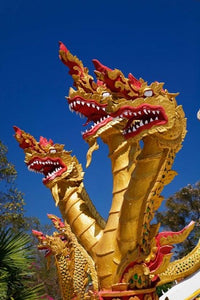 Trio of Dragon Heads Poster Print from Wat Phra That Doi Suthep, Chiang Mai, Thailand.