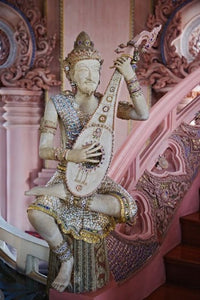 Figure on The Stairway to Heaven poster print depicting Erawan Museum in Bangkok, Thailand.