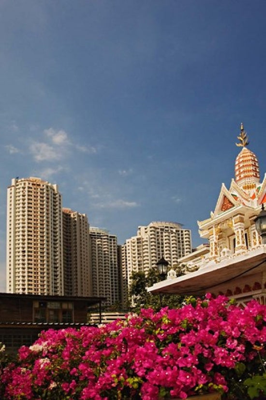 Prayer House and High-Rise Condominiums art print by Adam Jones showcasing Bangkok, Thailand.