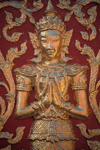 Gold Leafed Detail at Wat Doi Suthep Poster Print by Claudia Adams