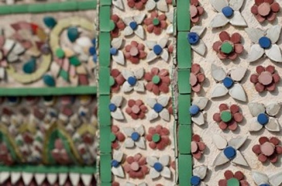 Bell Tower porcelain patterns fine art print by Cindy Miller Hopkins depicting the Grand Palace in Bangkok, Thailand.