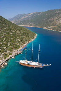 Turkish yacht and blue cruise poster print by Ali Kabas
