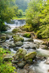 Waterfall and river landscape poster print by Ali Kabas, showcasing the beauty of the Rize region in Turkey.