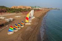 Aerial view of sailboats on the beach in Belek, Antalya, Turkey poster print