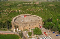 Aerial view of the amphitheater of Aspendos in Antalya, Turkey, poster print by Ali Kabas.