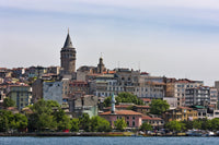 Galata Tower and waterfront houses print showcasing Istanbul's Golden Horn