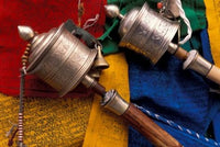 Prayer Wheels and Flags in Lhasa, Tibet Poster Print by Keren Su