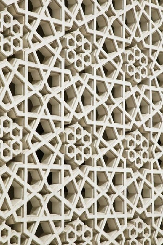 Bastakia Mosque Window Poster Print featuring intricate architecture by Walter Bibikow