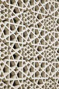 Bastakia Mosque Window Poster Print featuring intricate architecture by Walter Bibikow