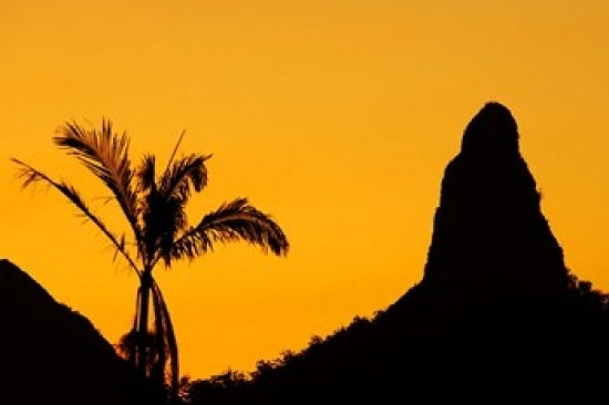 Sunset Over Glass House Mountains poster print by David Wall, showcasing vibrant colors and serene Queensland landscape.