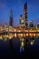 Australia Victoria City Skyline poster print featuring the Yarra River and bridge.