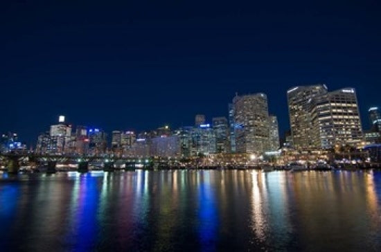 Darling Harbour at Night Poster Print by Sergio Pitamitz, showcasing Sydney's skyline.