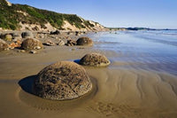Moeraki Boulders Scenic Reserve poster print showcasing unique boulders on South Island, New Zealand.