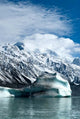 Tasman Glacier icebergs poster print by David Noyes showcasing stunning New Zealand landscape.